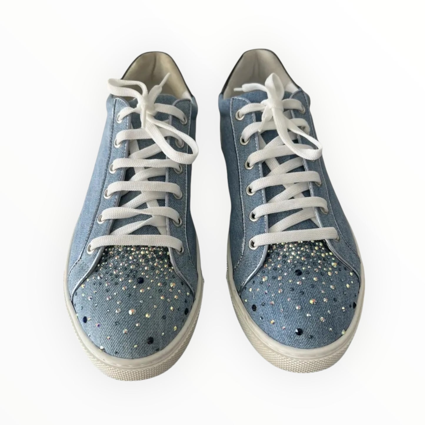 Rene Caovilla Denim Crystal Toe Sneakers - Denim - Size 41