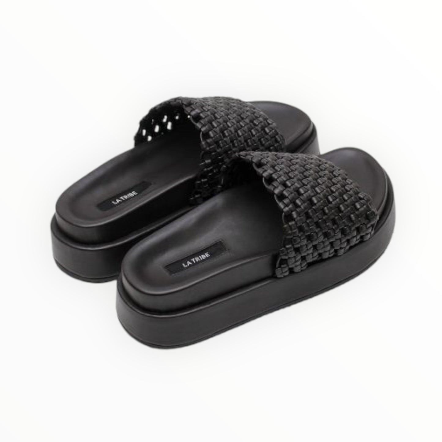 La Tribe Knotted Platform Sandals - Black - Size 39