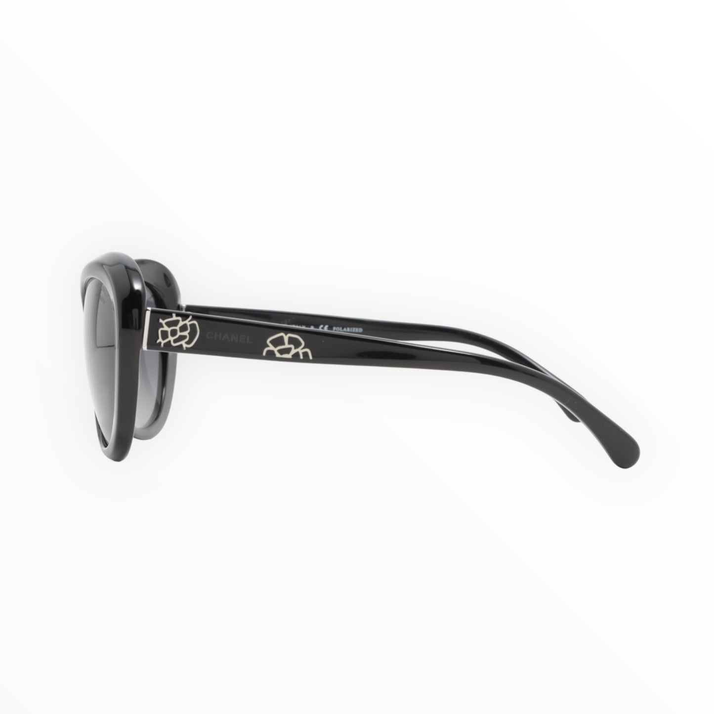 Chanel Camellia-Appliqué Cat-Eye Sunglasses - Black