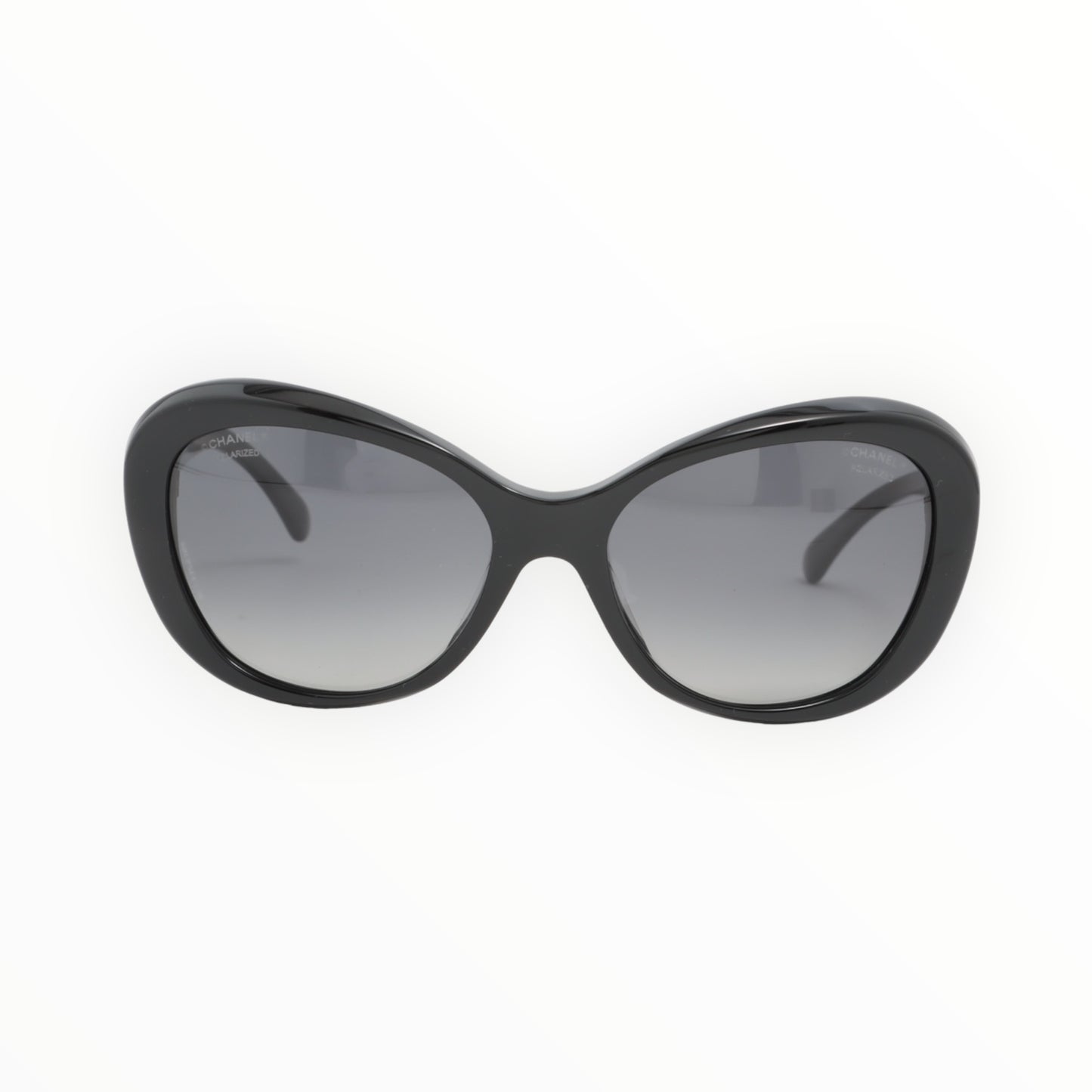 Chanel Camellia-Appliqué Cat-Eye Sunglasses - Black