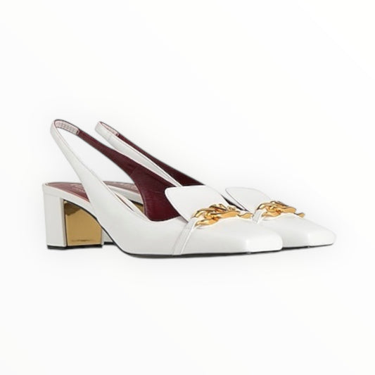 Valentino Vlogo Chain Slingbacks - White - Size 42