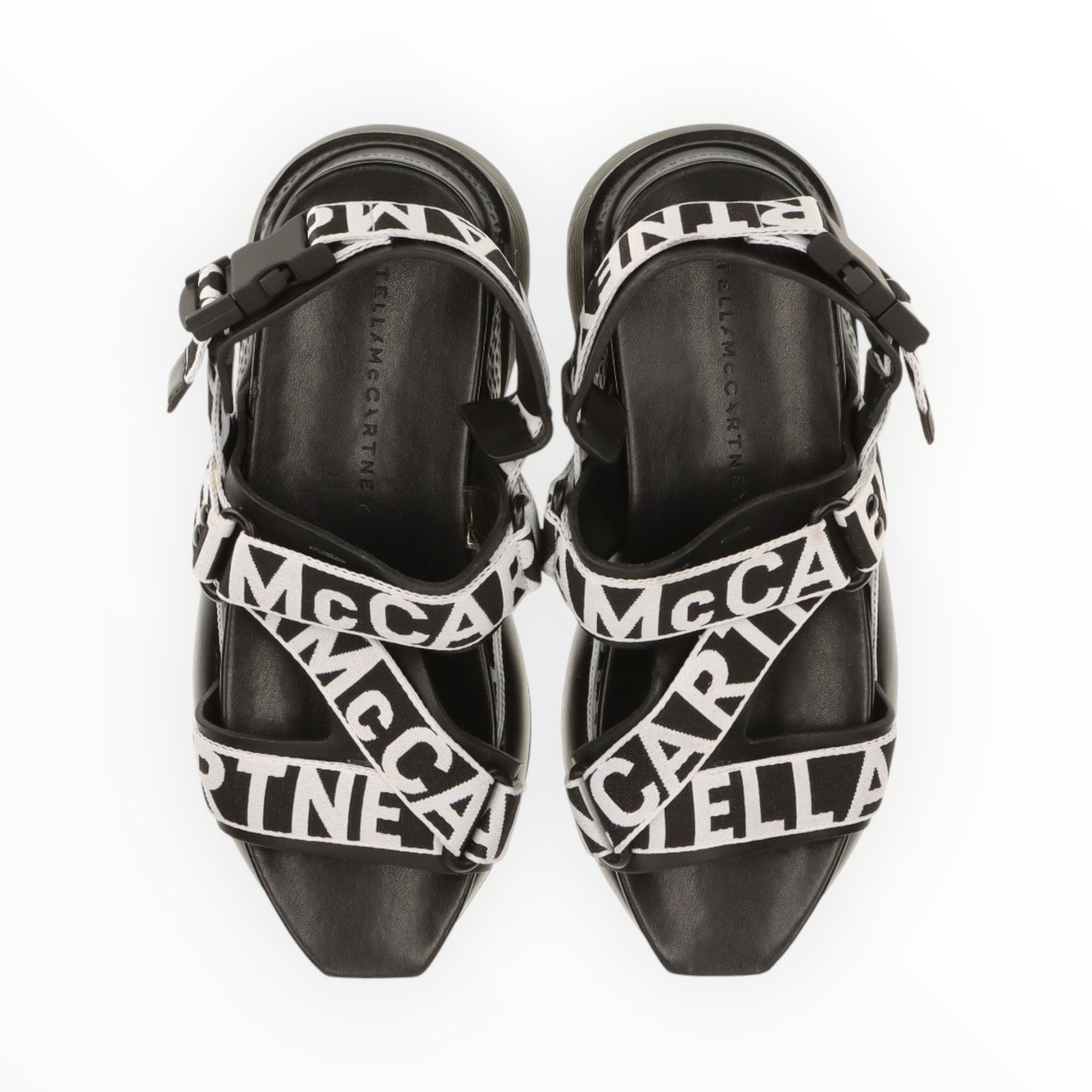 Stella McCartney Eclypse Logo Sandals - Black/White - Size 38